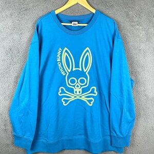 Psycho Bunny Sweatshirt Mens 3XL Gresham Embroidered Bunny Pullover Aegean Blue